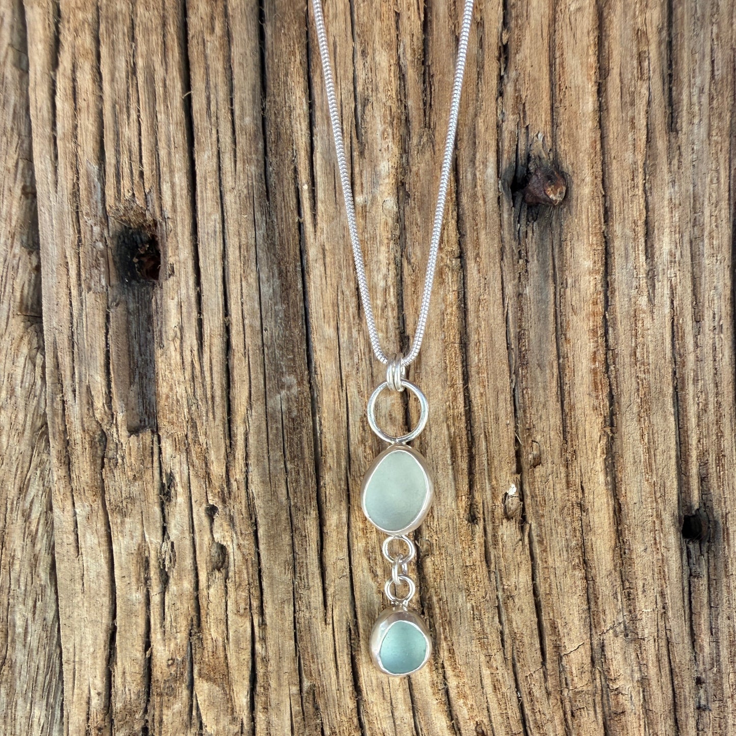 White and Sea Foam Blue Dangle Pendant
