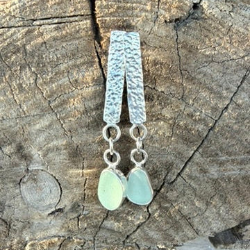 Sea Foam Green Sea Glass Dangle Bar Earrings
