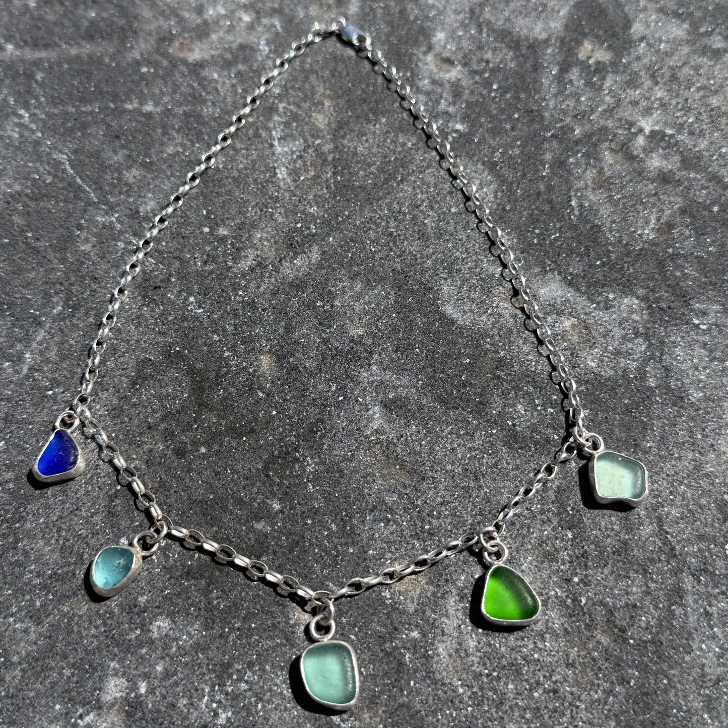 Multicolored 5 Charm Sea Glass Necklace