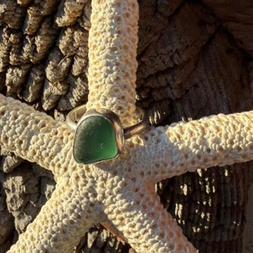 Sea Green Sea Glass Ring - Size 6.75