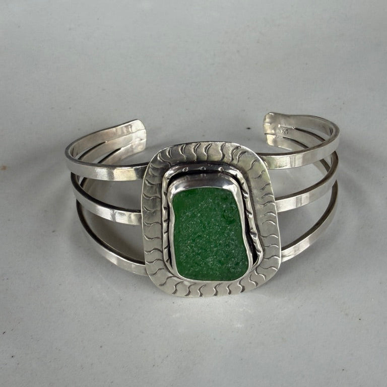 Chunky Kelly Green Statement Cuff Bracelet
