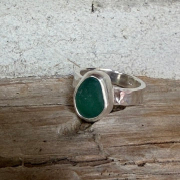 Teal Green Sea Glass Ring - Size 5.5