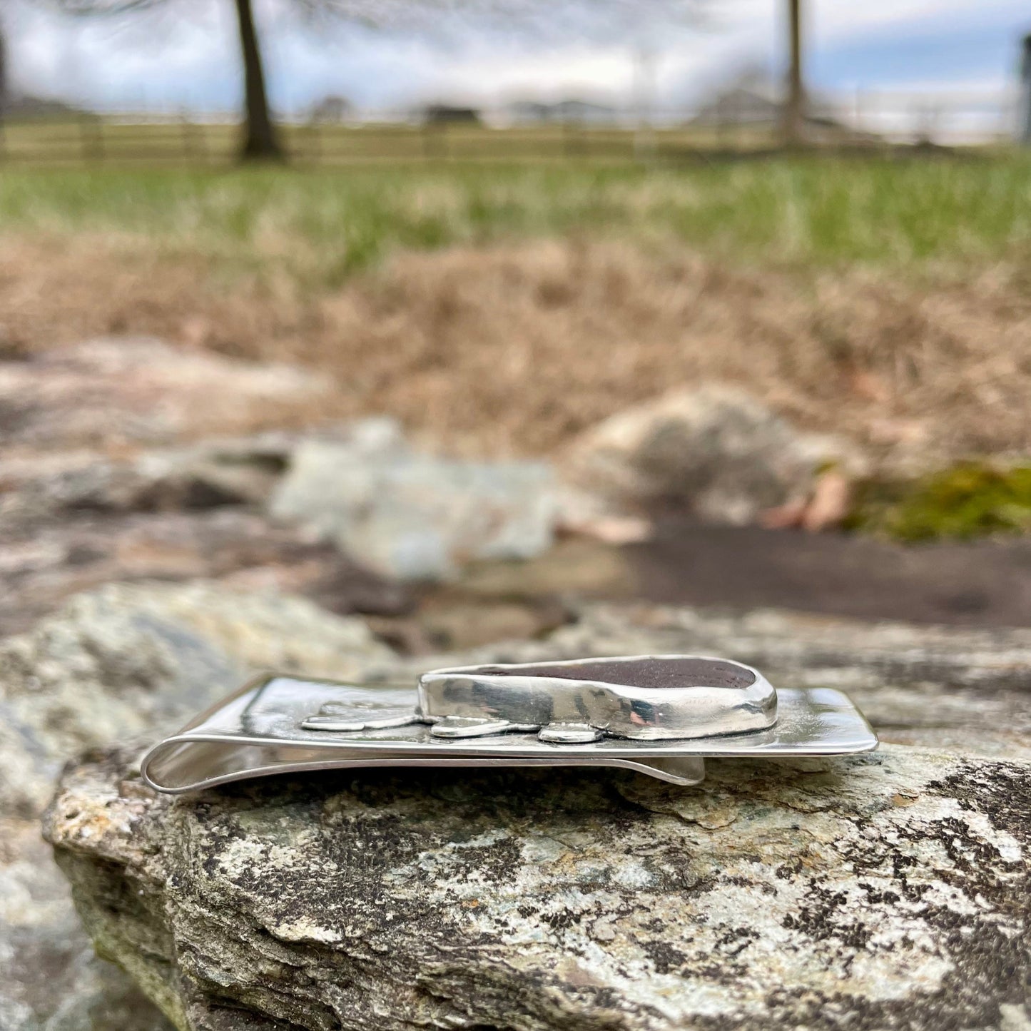 Amber Sea Glass Money Clip