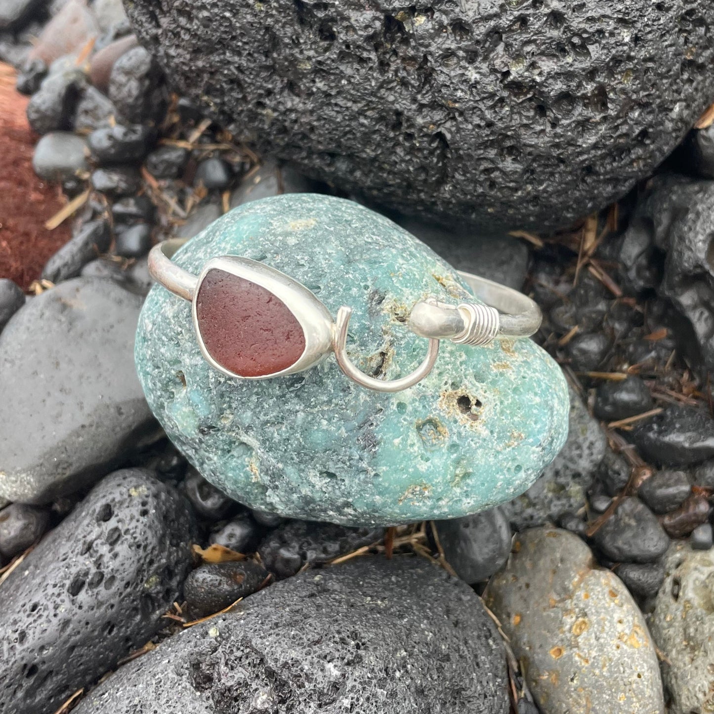 Amber Sea Glass Hook Bracelet