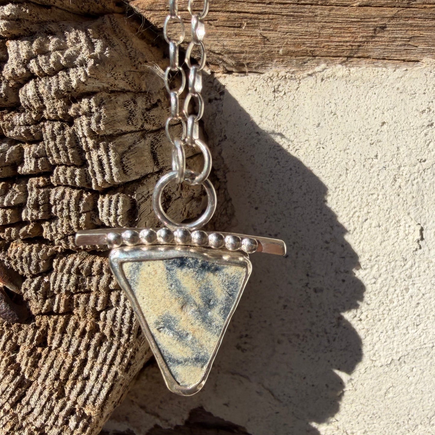Sea Pottery Pendant - 16" Chain