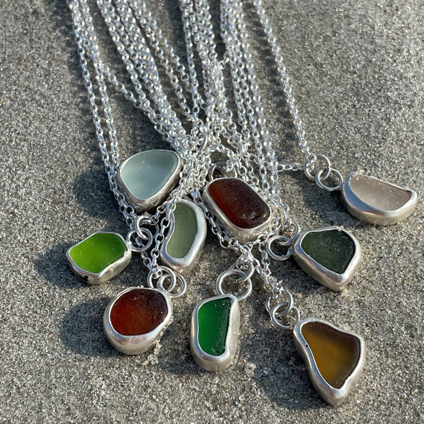 Emerald Green Sea Bean Sea Glass Necklace