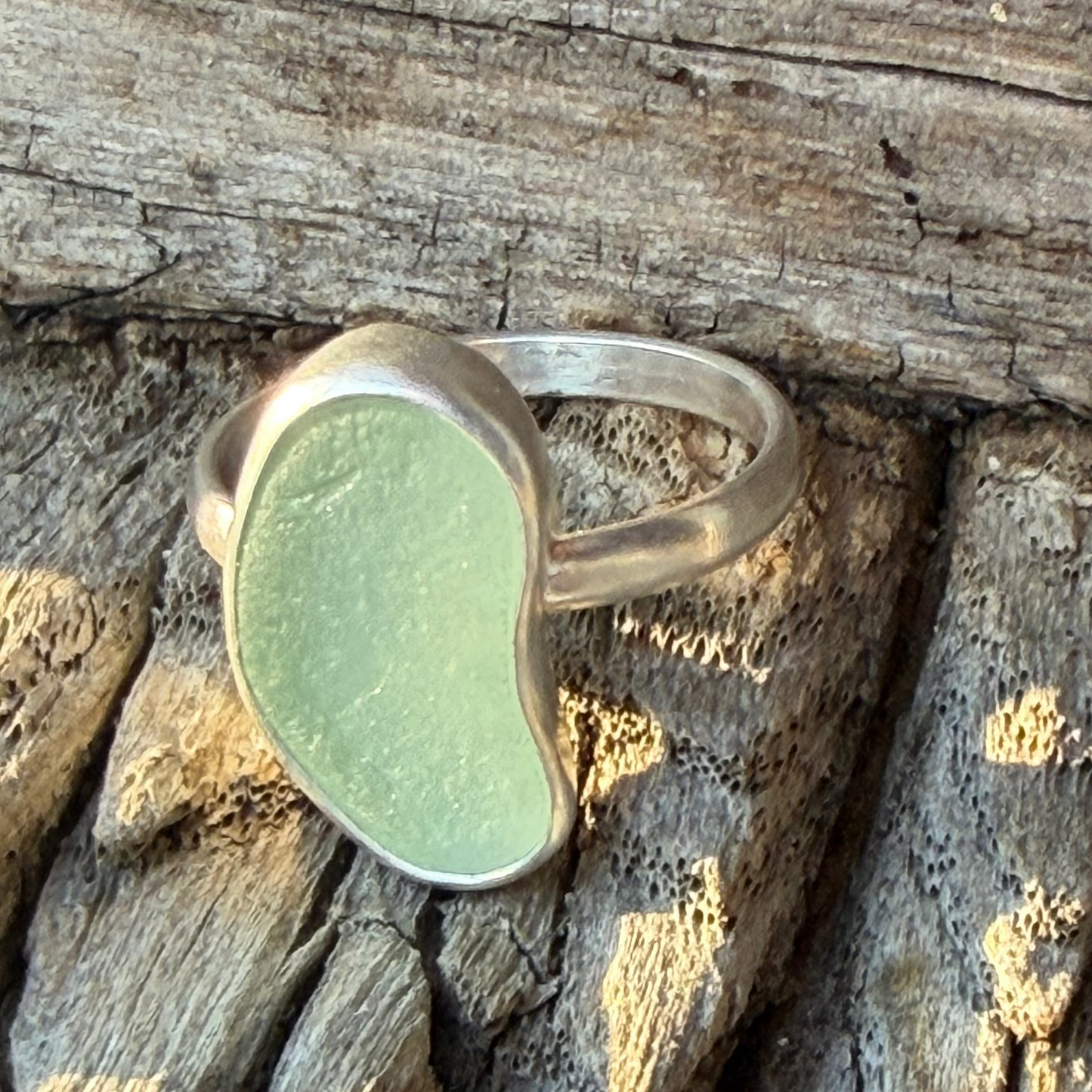 Sea Foam Green Sea Glass Ring - Size - 8.25