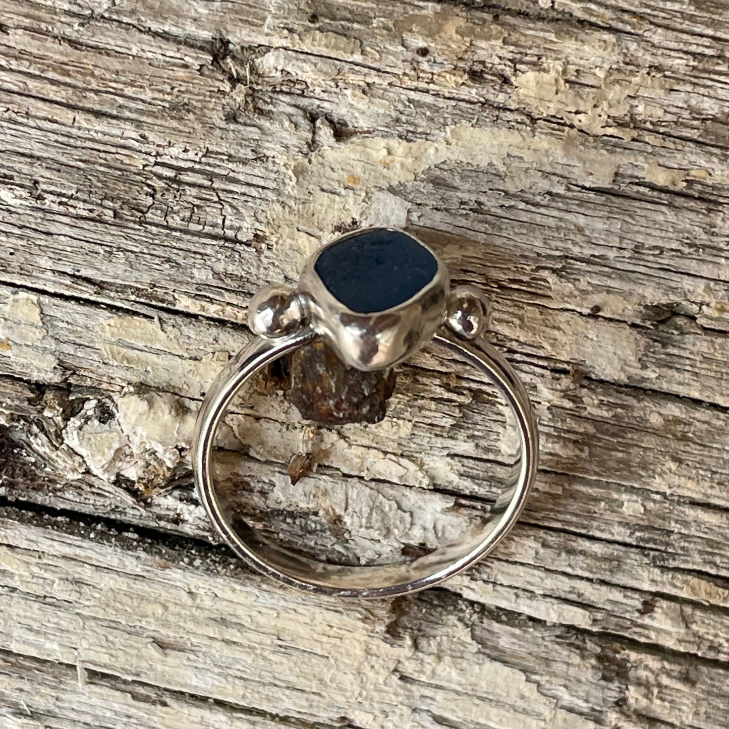Cornflower Blue Sea Glass Ring - Size 8.75