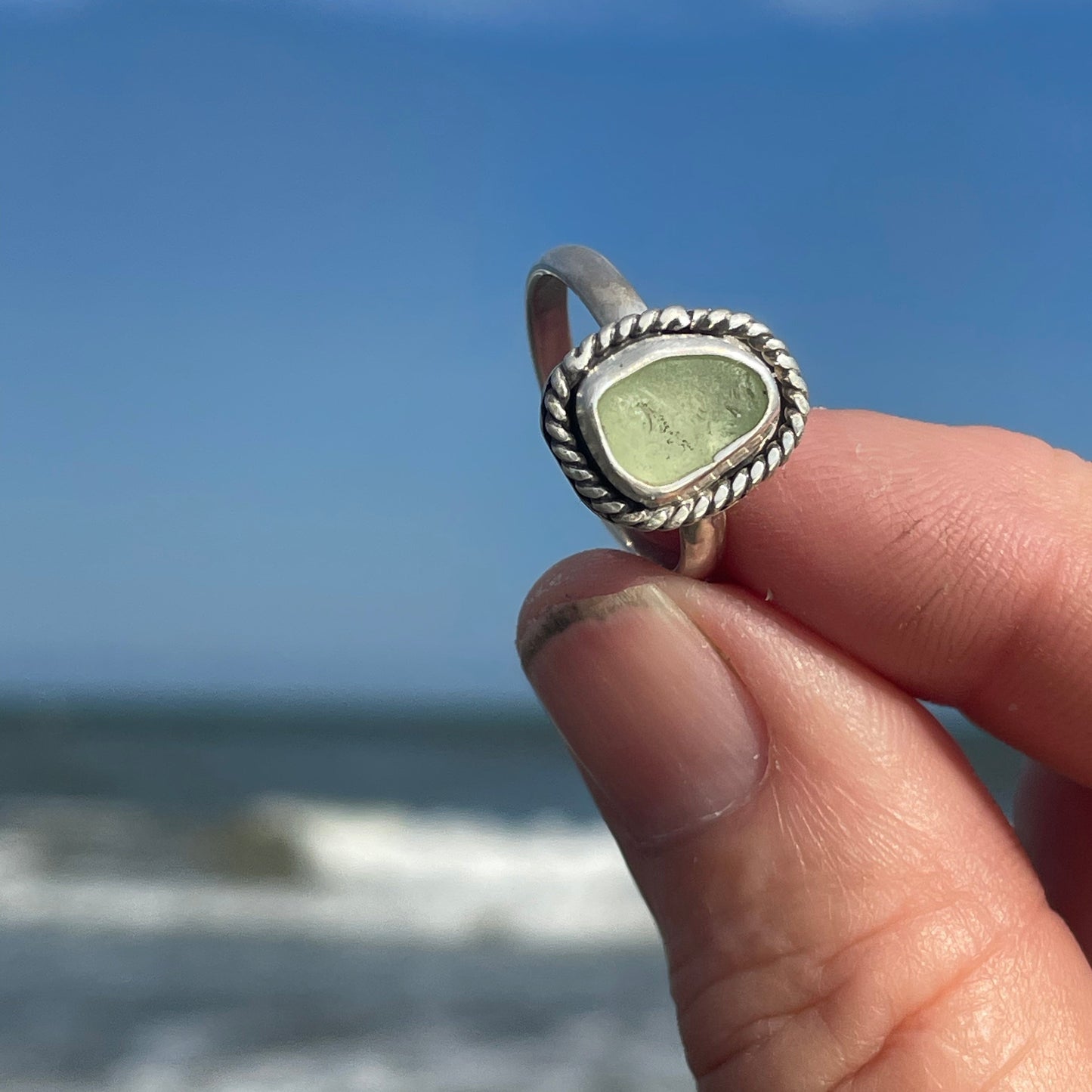 Soft UV Green Sea Glass - Size 6.75