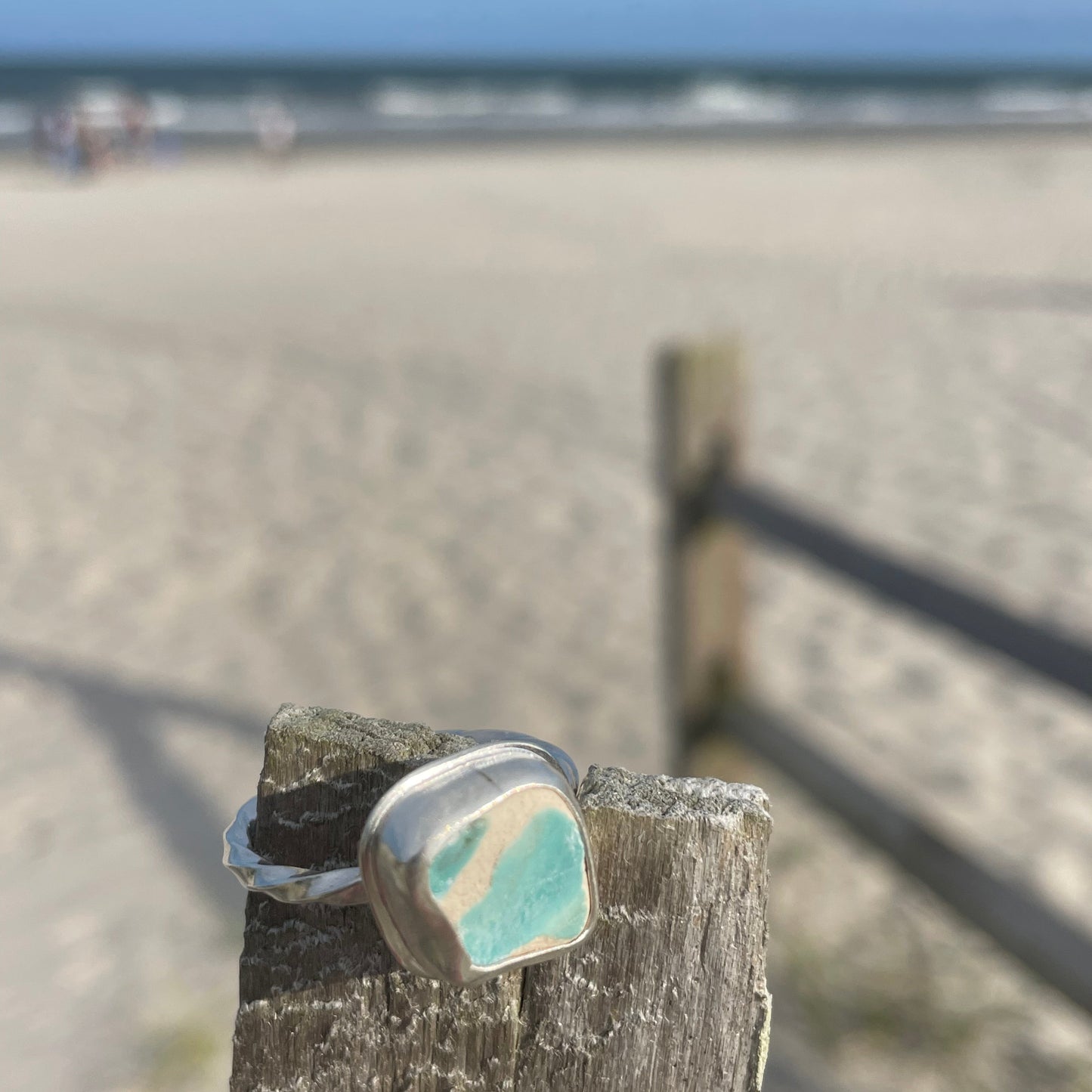 Light AquaMarine Sea Pottery Ring - Size 10.5