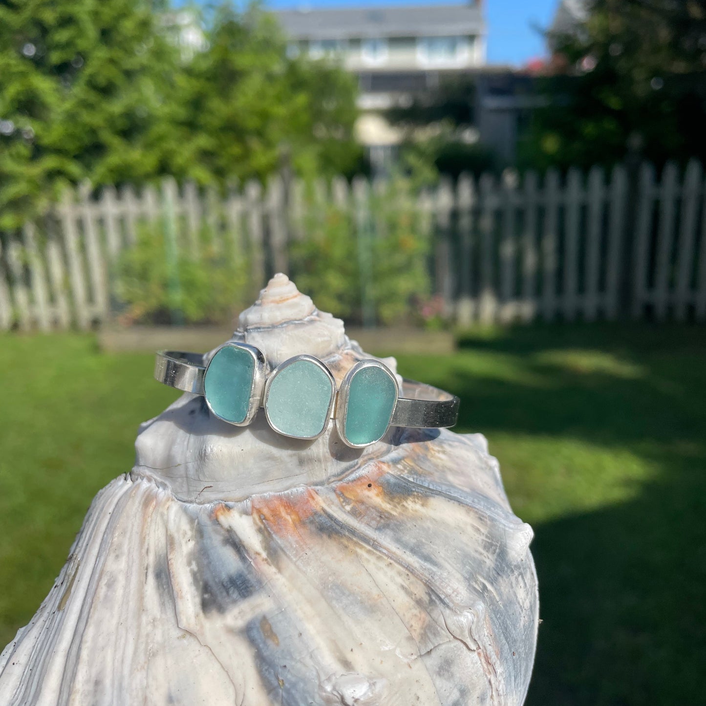 Three Piece Sea Glass Cuff Bracelet