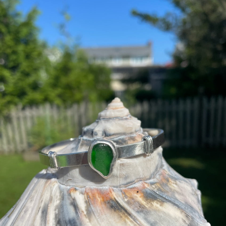 Kelly Green Sea Glass Cuff