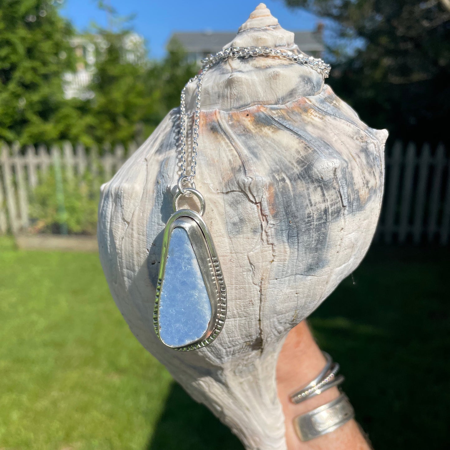 Sky Blue Sea Pottery Pendant
