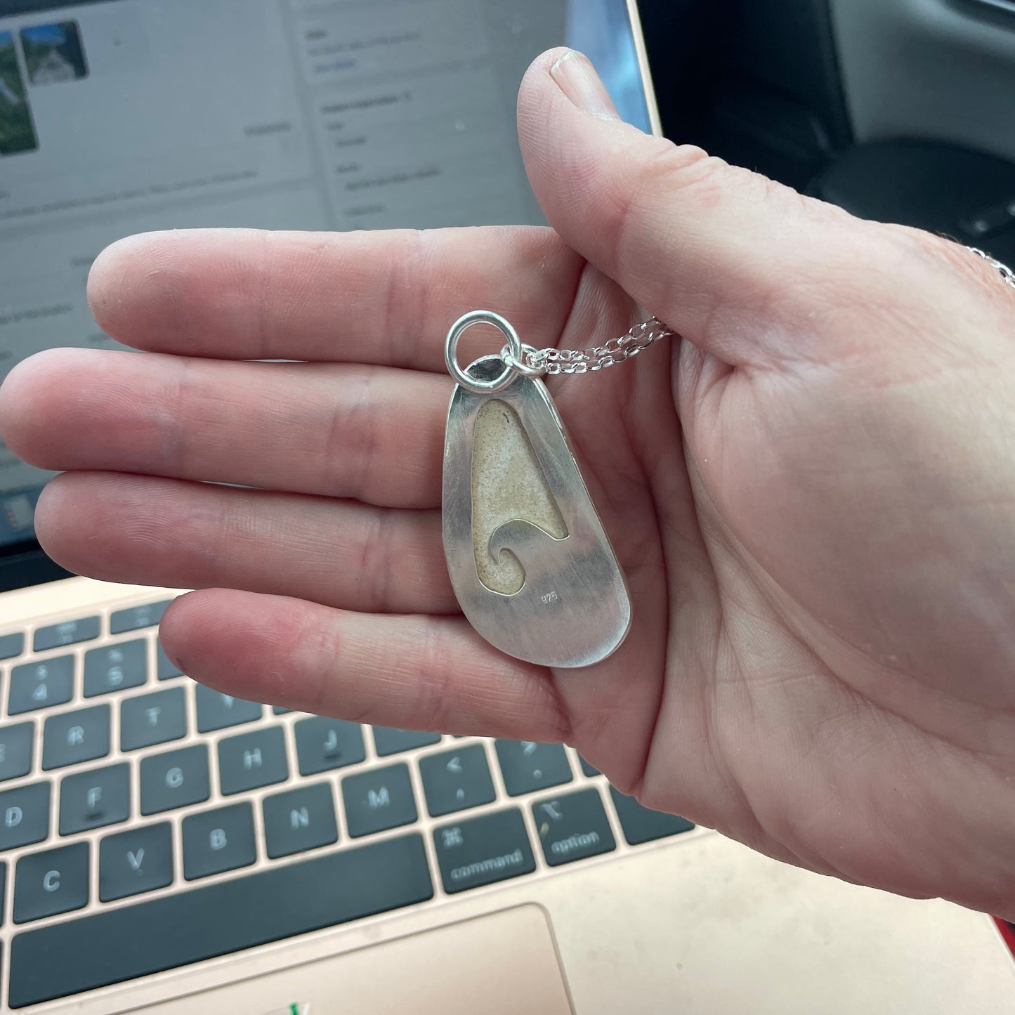 Sky Blue Sea Pottery Pendant