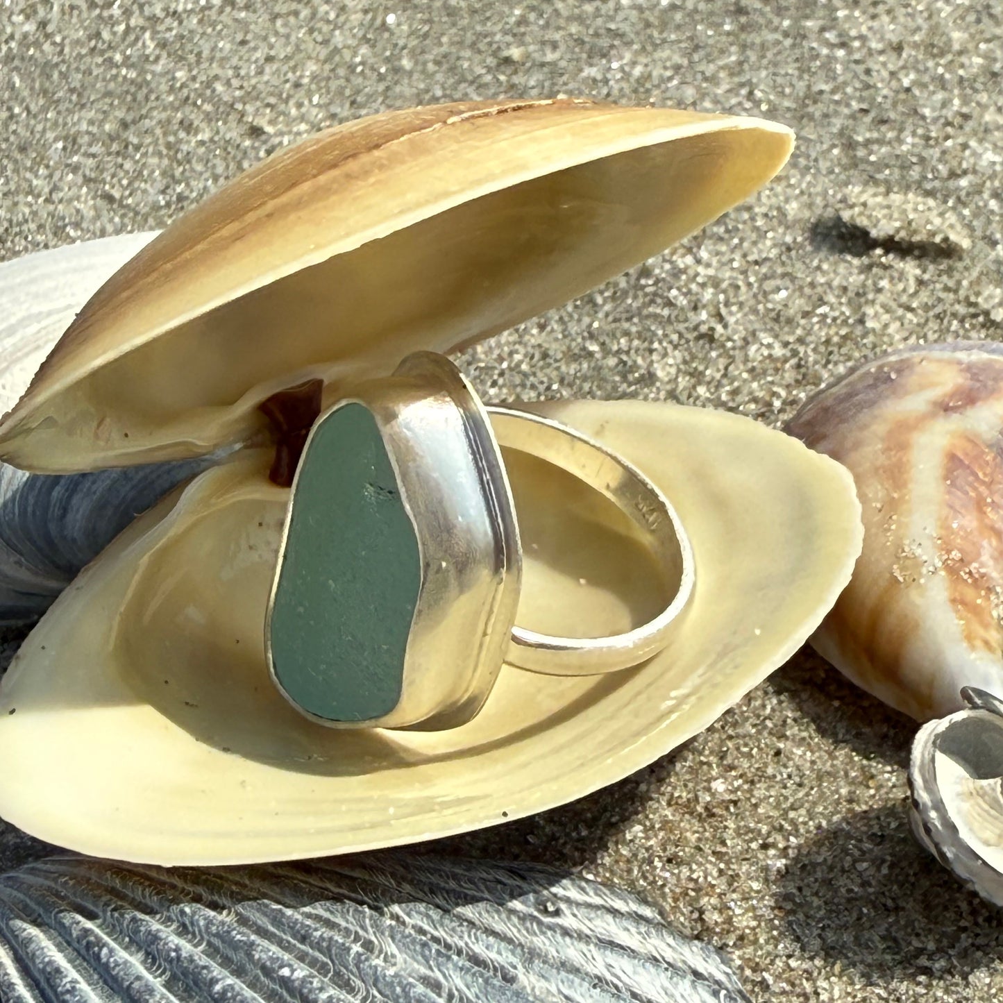 Aqua Marine Sea Glass - Size 6.5
