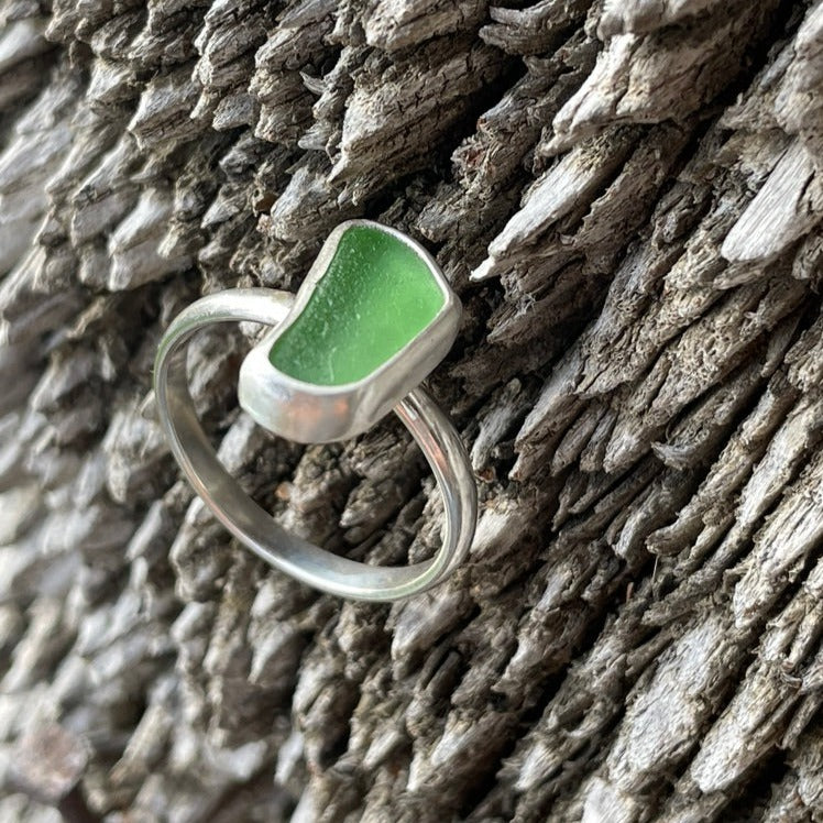 Sea Green Sea Glass Ring - size 9.75