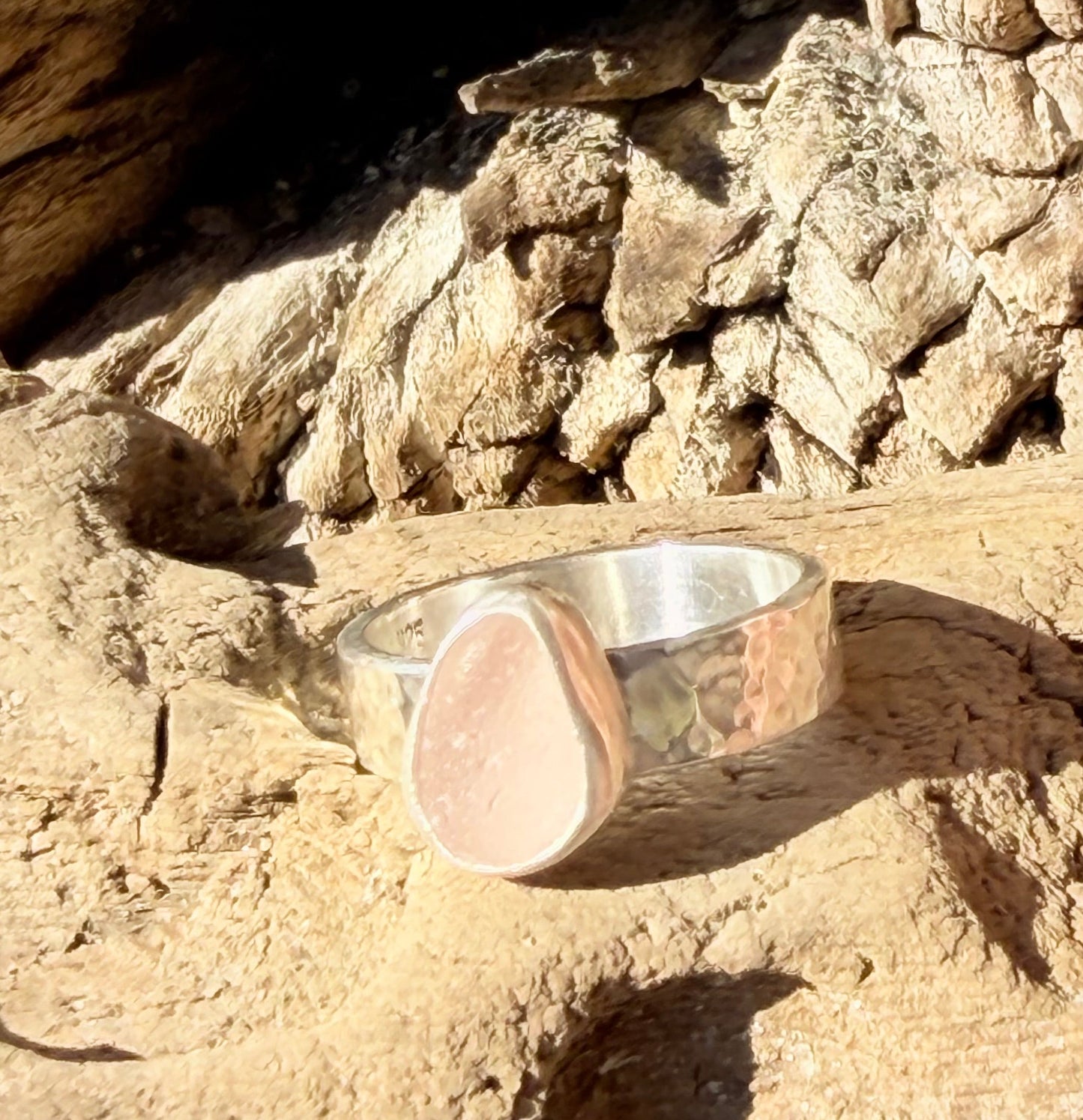 Pale Pink Sea Glass Ring - size 7.5