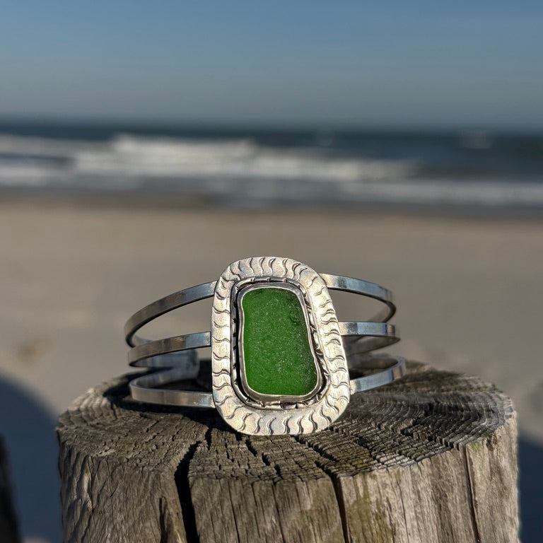 Chunky Kelly Green Statement Cuff Bracelet