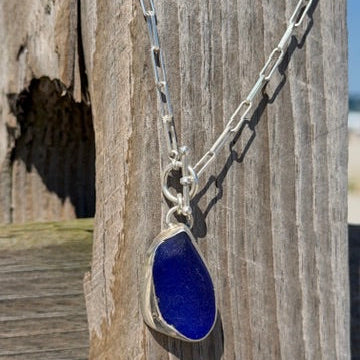 Cobalt Blue Sea Glass Toggle Pendant