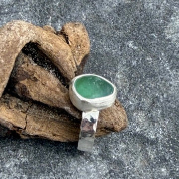 Teal Green Sea Glass Ring - Size 5.5