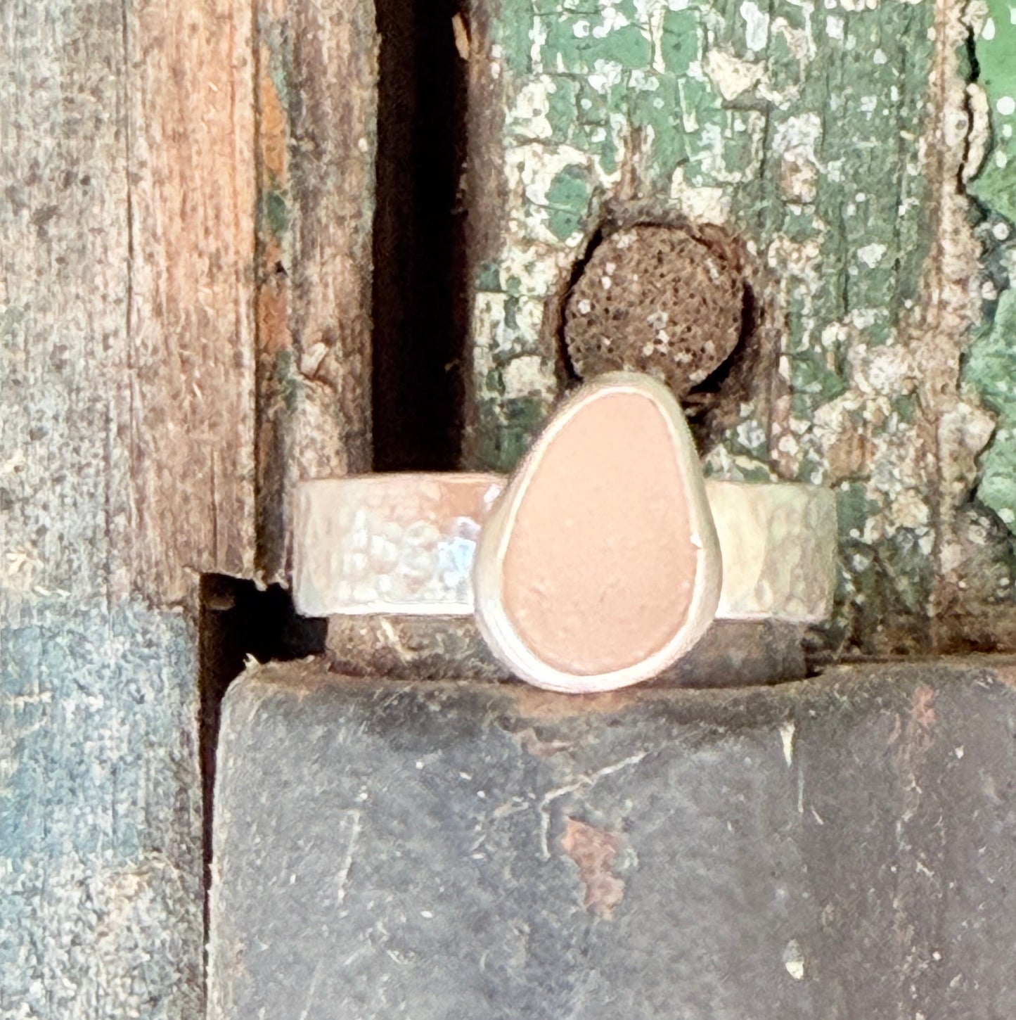 Pale Pink Sea Glass Ring - size 7.5