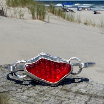 Red Sea Glass Clasp Bangle