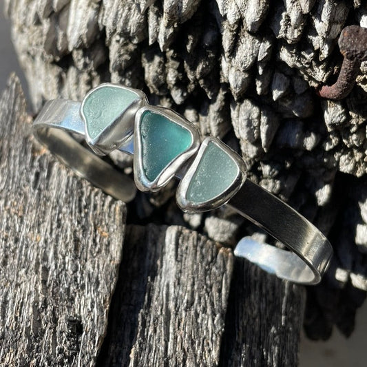 Three Piece Sea Glass Cuff Bracelet