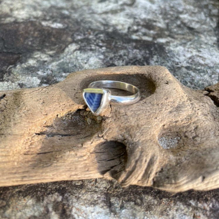 Blue Sea Pottery Ring - Size 7.5