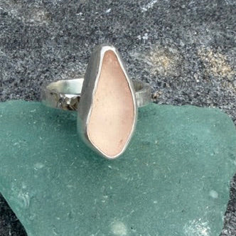 Pink Sea Glass Ring - Size 7.5