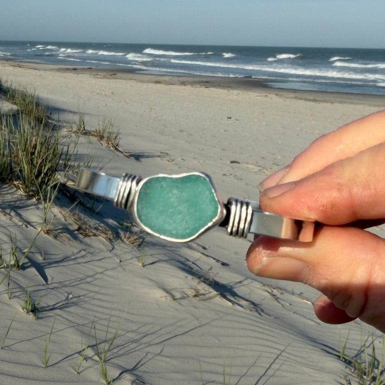 Aquamarine Sea Glass Cuff