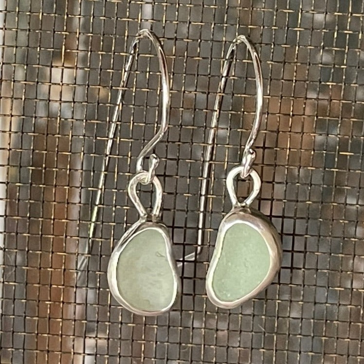 Sea Foam Green Sea Glass Earrings