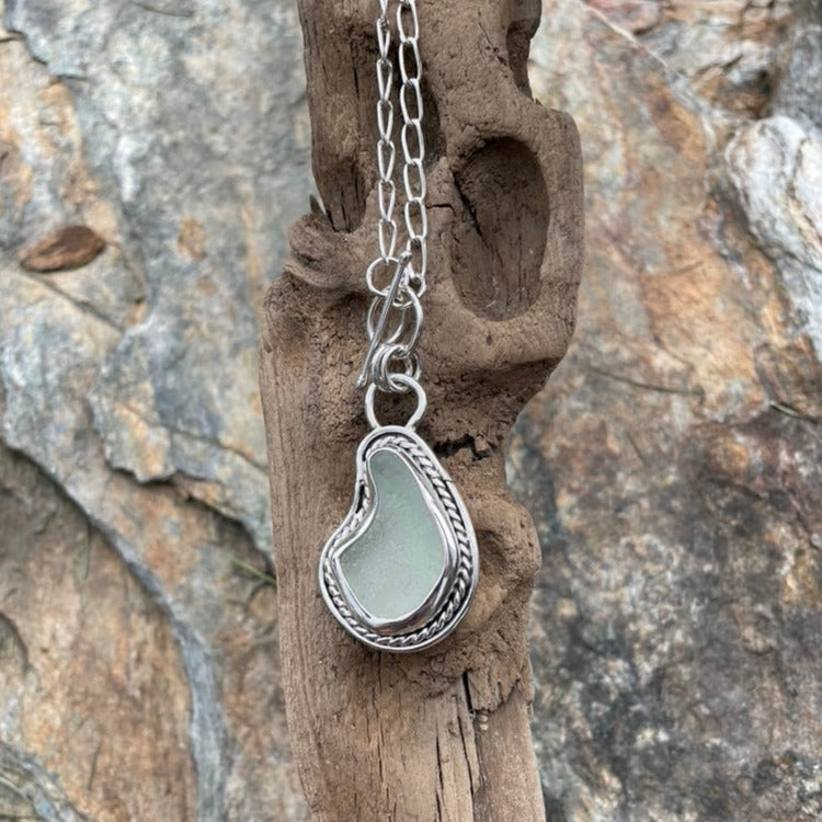 Pale Sea Foam Green Sea Glass Pendant