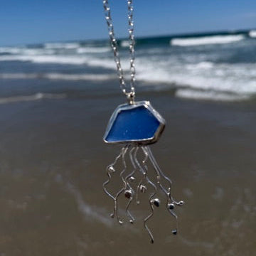 Cornflower Blue Sea Glass Jellyfish