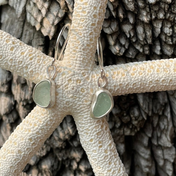 Sea Foam Green Sea Glass Earrings