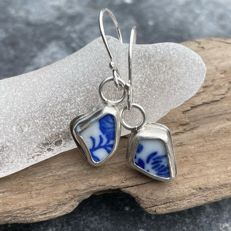 Blue Sea Pottery Earrings