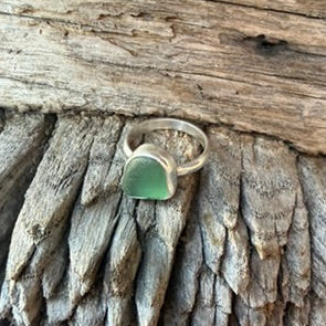 Sea Green Sea Glass Ring - Size 6.75