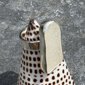 Frosty White Sea Glass Statement Ring - Size 10.25