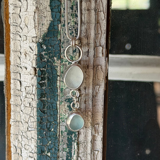 White and Sea Foam Blue Dangle Pendant
