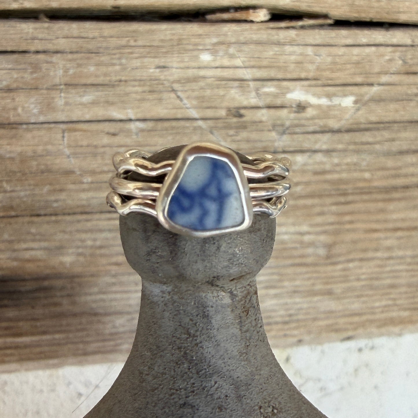 Blue Sea Pottery Stacking Rings - Size 6.5