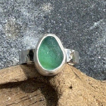 Teal Green Sea Glass Ring - Size 5.5