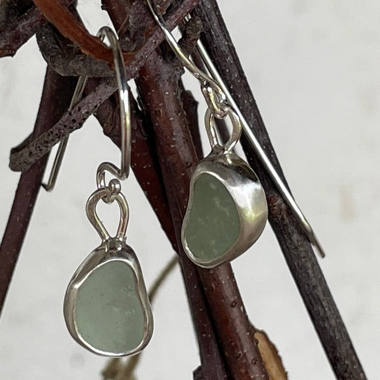 Sea Foam Green Sea Glass Earrings