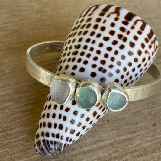 Three Piece Sea Glass Cuff Bracelet