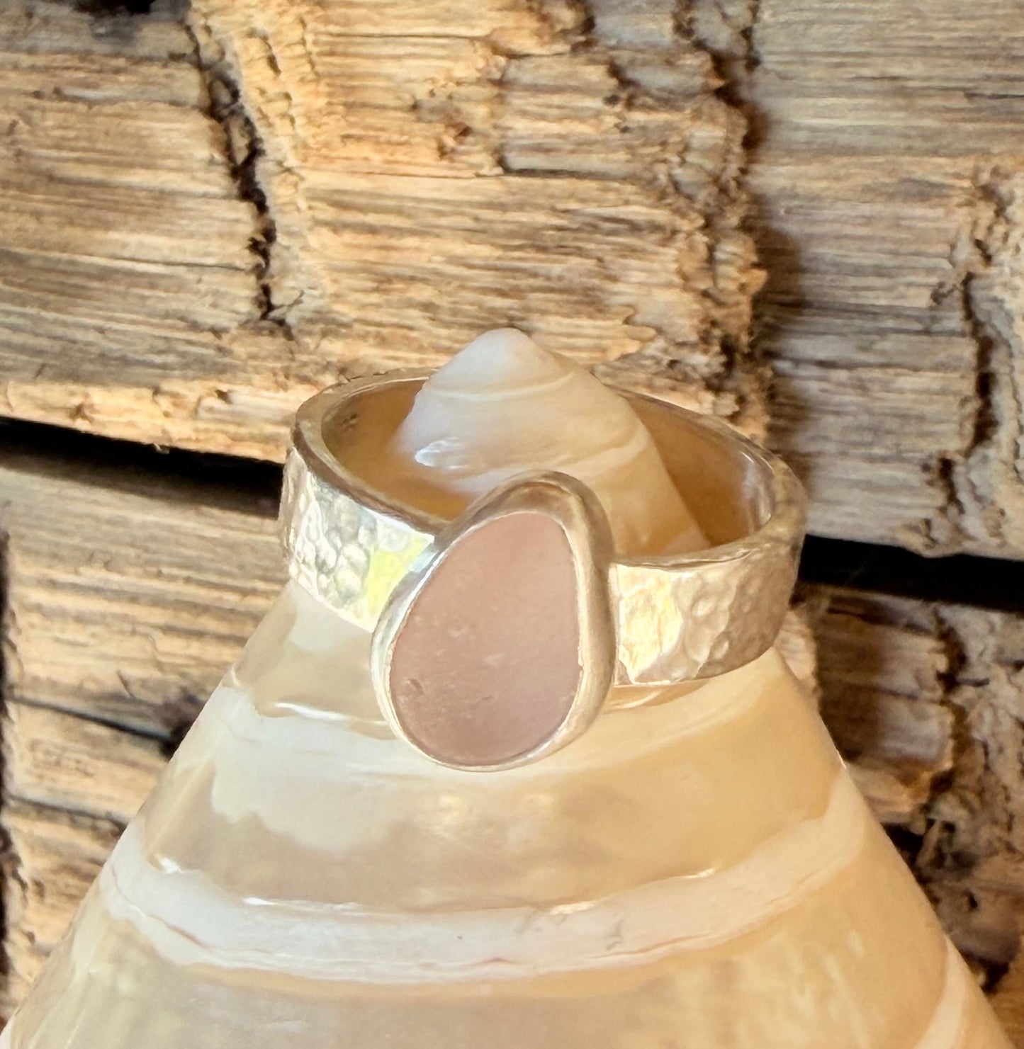 Pale Pink Sea Glass Ring - size 7.5