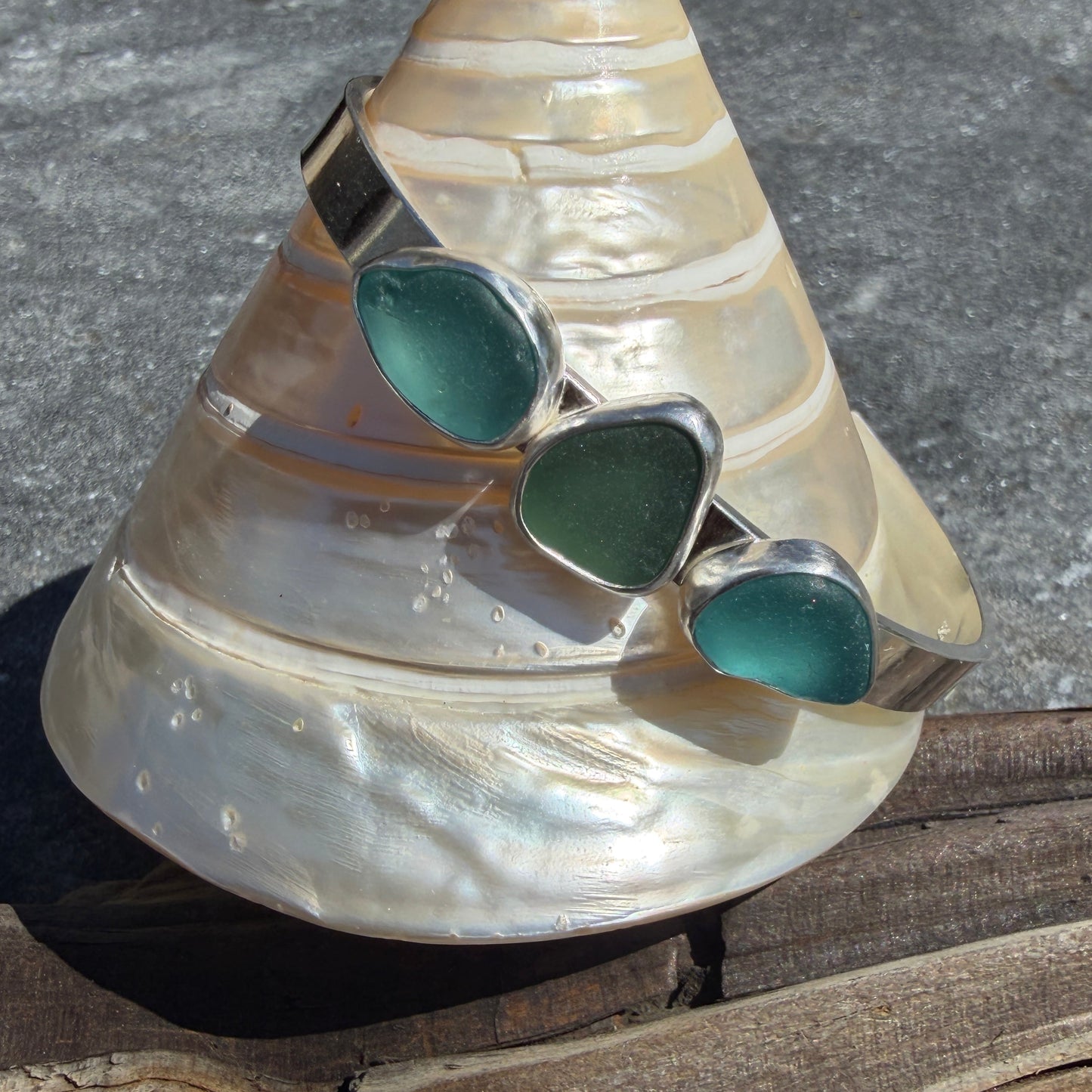 Three Piece Sea Glass Cuff Bracelet