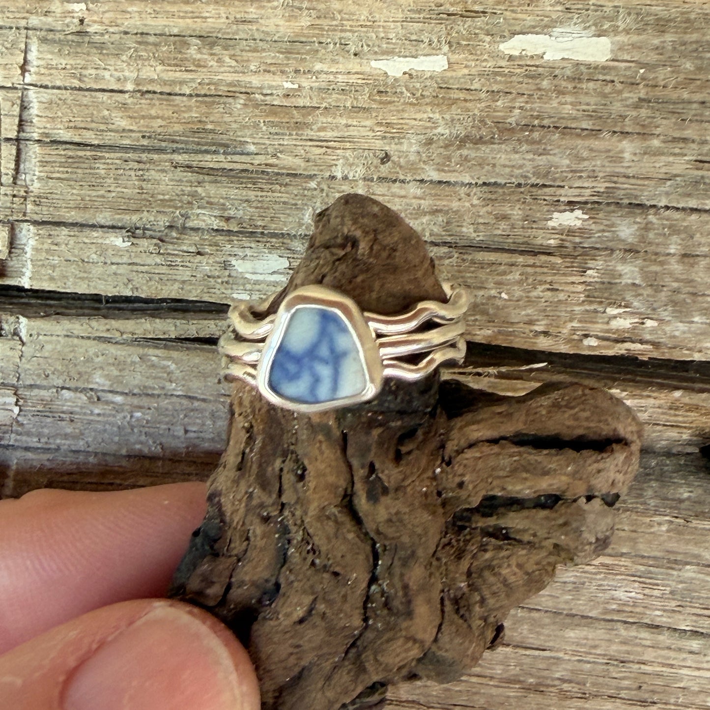 Blue Sea Pottery Stacking Rings - Size 6.5