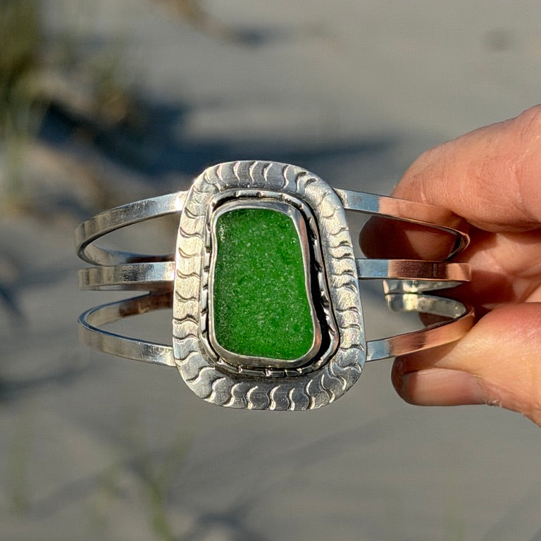 Chunky Kelly Green Statement Cuff Bracelet