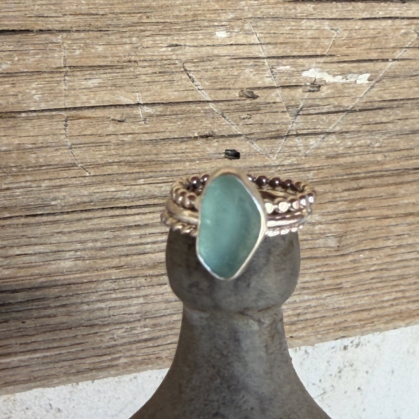 Sea Foam Blue Sea Glass Stacking Rings - Size 4.75
