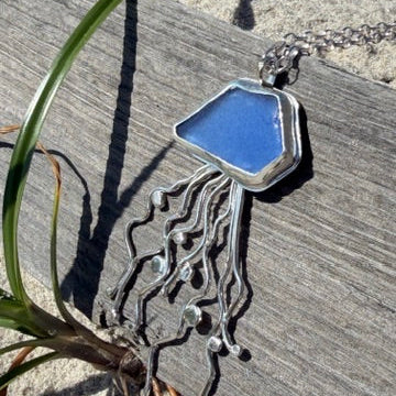 Cornflower Blue Sea Glass Jellyfish