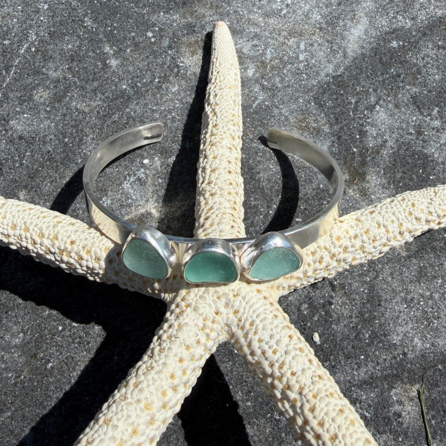 Three Piece Sea Glass Cuff Bracelet