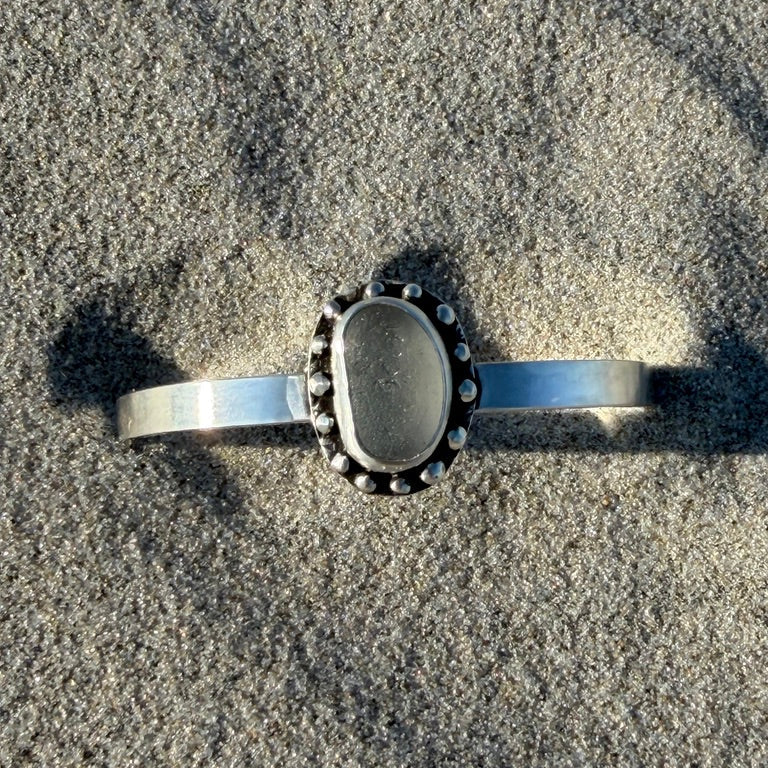 Smokey Grey Sea Glass Cuff Bracelet